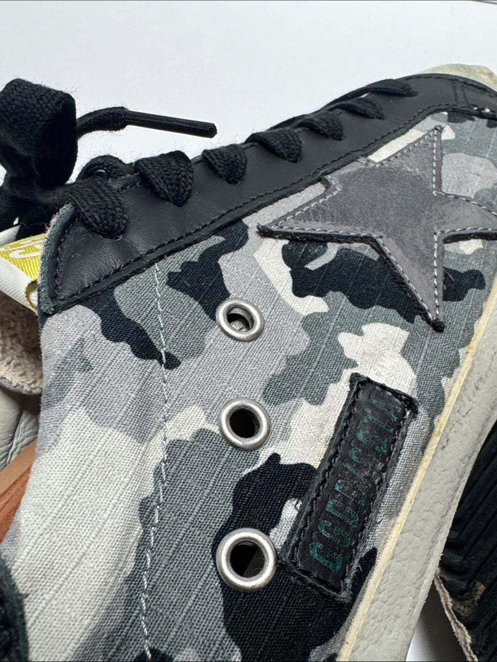 Golden Goose Men’s Gray Camo Superstar Sneakers with Black Accents - Picture 9 of 12